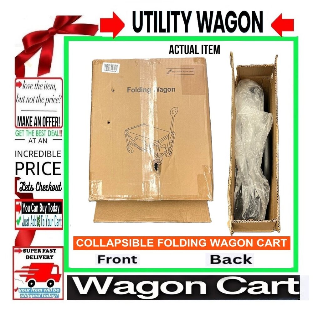 🛑 UTILITY CART Folding ➕ WAGON Heavy-Duty Collapsible 🆒 STROLLER 💸BUY NOW‼️